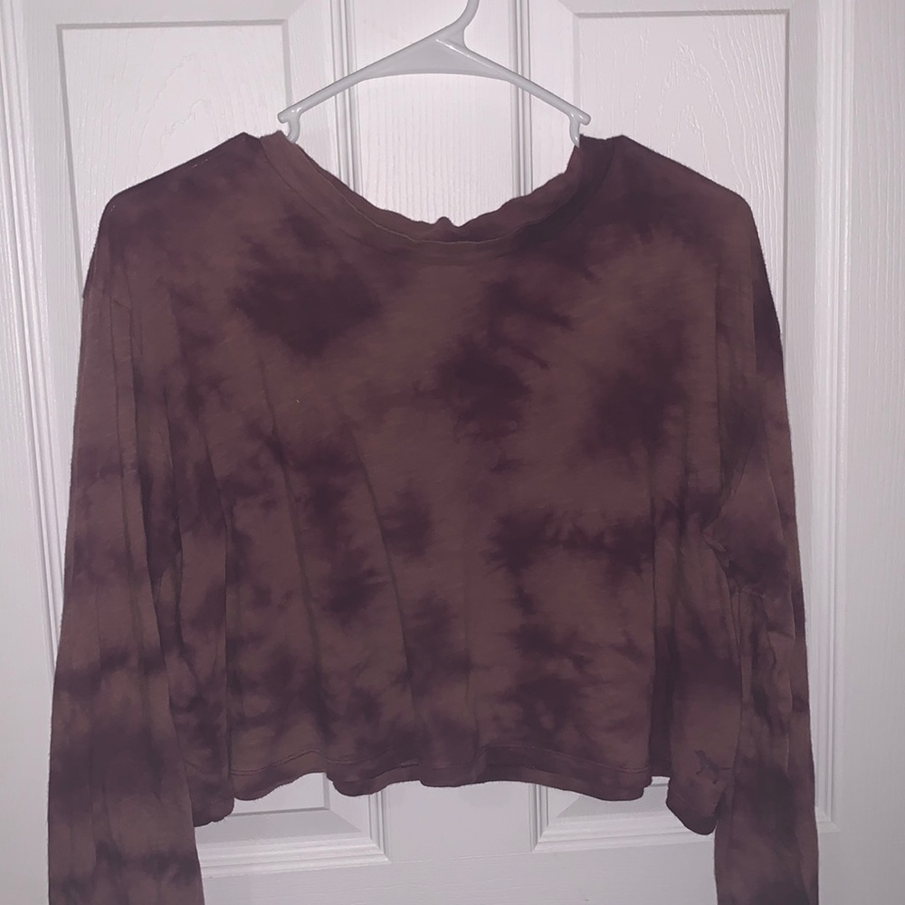 PINK purple tie dye cropped long sleeve
